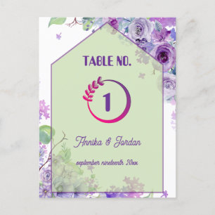 Luxury Floral Wedding Invitation Table No Violet Postcard