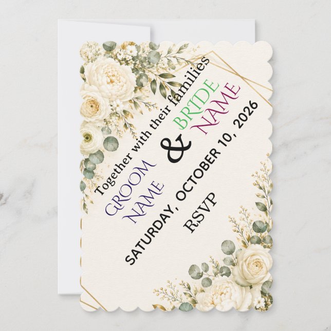 Luxury Floral Wedding Invitation Template (Front)