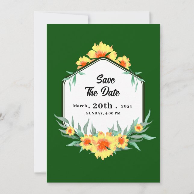 Luxury floral wedding invitations card design (Back)