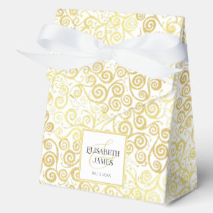 Luxury Flourish Chic Winter White And Gold Wedding Favour Box