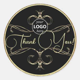 Luxury Flourish Golden Gold Thank You Labels Logo