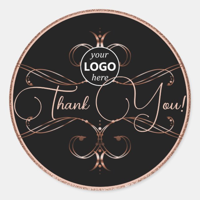 Luxury Flourish Rose Gold Thank You Labels Logo (Front)