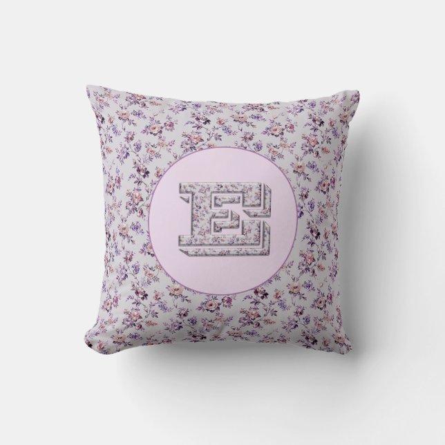 Luxury Flowers Monogram E Cushion (Front)
