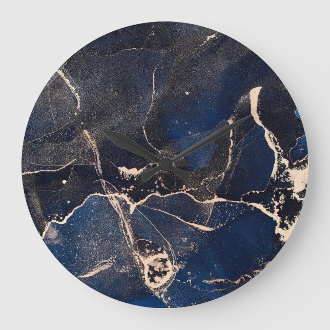 Luxury Fluid Art: Abstract Alcohol-Ink Large Clock (Front)