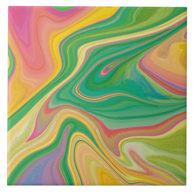 Luxury Fluid Art - Contemporary Abstract Design Tile (Front)