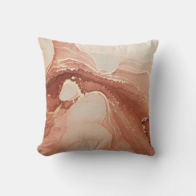 Luxury Fluid Art: Marble-Ink Fusion Cushion (Front)