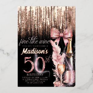 Luxury Foil 50th Rose Wine Adult Birthday