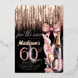 Luxury Foil 60th Rose Wine Adult Birthday