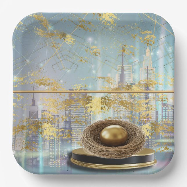  Luxury Foil Easter Card Poster Paper Plate (Front)