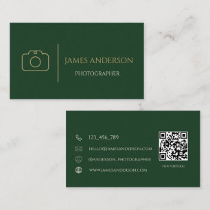 Luxury Forest Green And Gold Photographer Business Card
