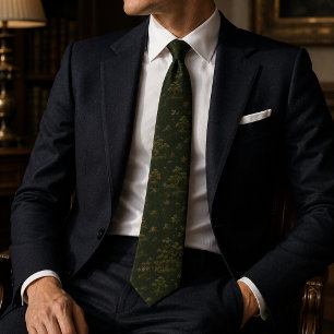 Luxury Forest Green Bonsai Tree Tie