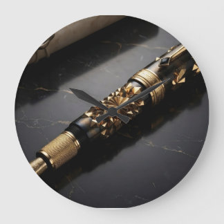 Luxury Fountain Pen Art Print Large Clock