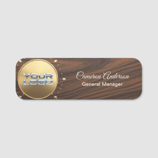 Luxury Full Wood Gold Logo Name Tag