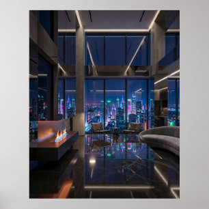 Luxury Futuristic Penthouse View Poster