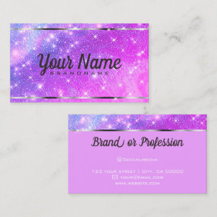 Luxury Galaxy Marbled Glitter Shiny Stars Chic Business Card