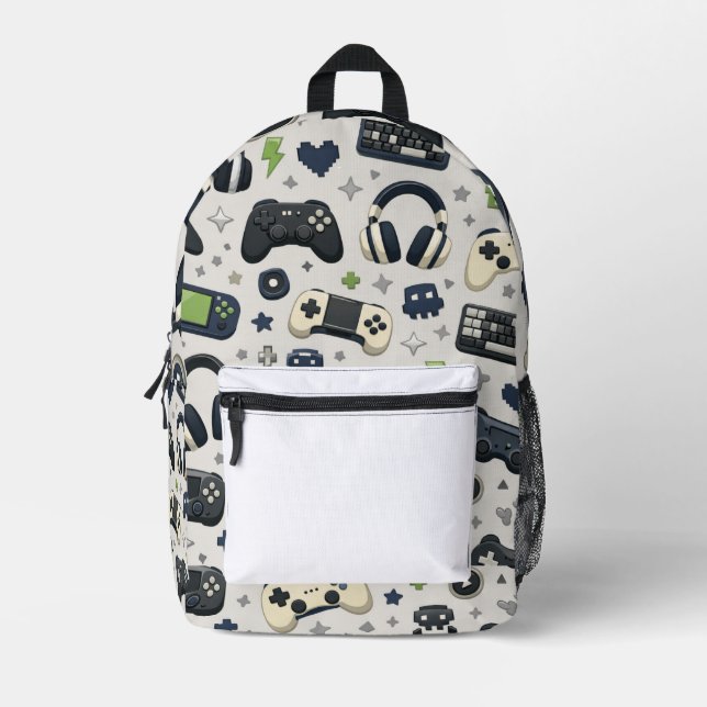 Luxury Gamer Kids Backpack Pattern (Front)