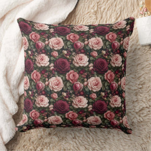 Luxury Garden Rose Floral Art Cushion