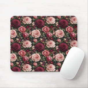 Luxury Garden Rose Floral Art Mouse Mat