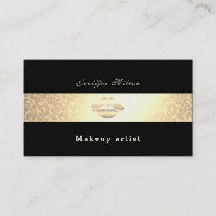 Luxury gentle shiny damask gold lips makeup artist business card