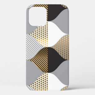 Luxury geometric: black, gold pattern iPhone 12 case