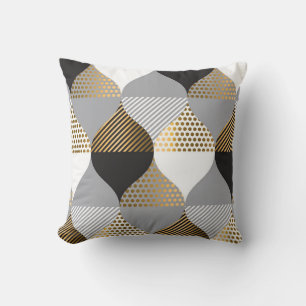 Luxury geometric: black, gold pattern cushion