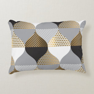 Luxury geometric: black, gold pattern decorative cushion