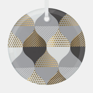 Luxury geometric: black, gold pattern glass tree decoration
