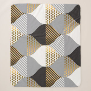 Luxury geometric: black, gold pattern sherpa blanket