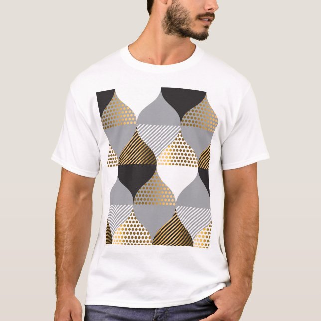 Luxury geometric: black, gold pattern T-Shirt (Front)