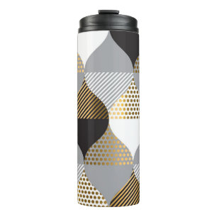 Luxury geometric: black, gold pattern thermal tumbler