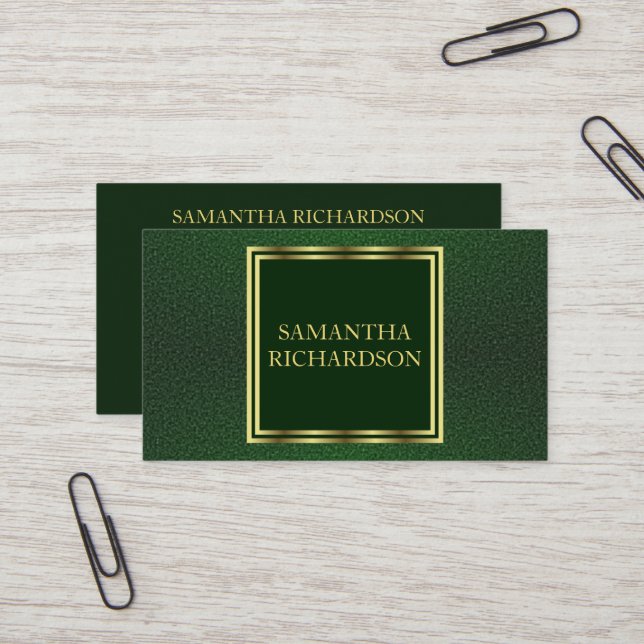 Luxury Geometric Emerald And Gold Professional  Business Card (Front/Back In Situ)