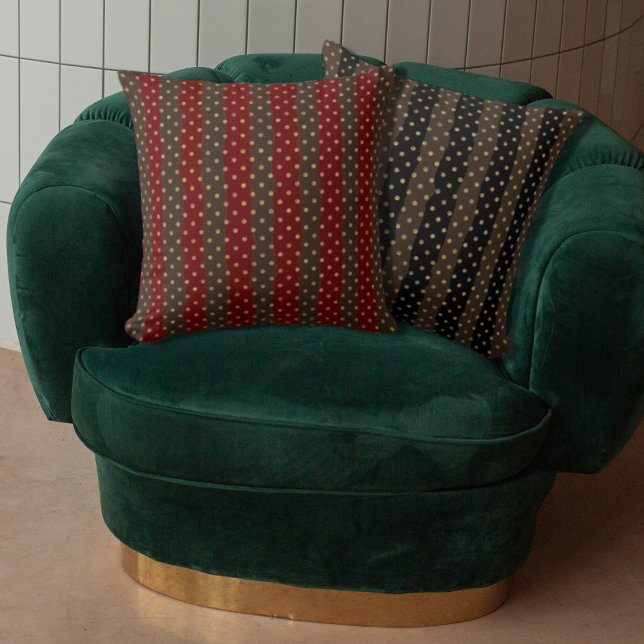 Luxury Geometric Gold Polkadot Colourful Strips  Cushion (Creator Uploaded)