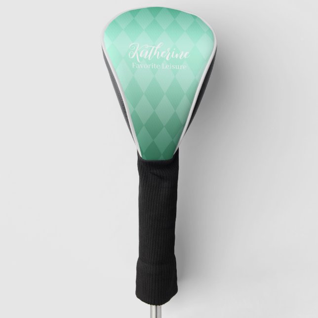 Luxury Geometric Rhombus Green Golf Head Cover (Front)