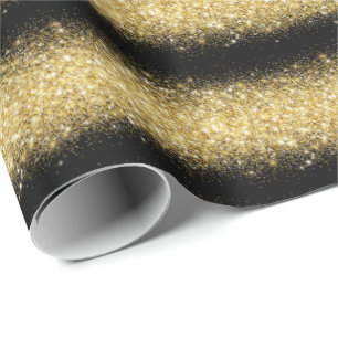 Luxury Gift Popular Black Gold Glitter Wrapping Paper