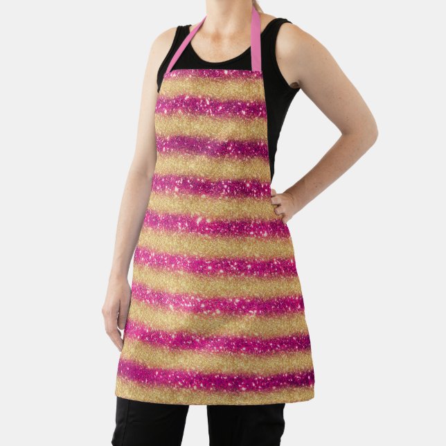 Luxury Gift Popular Blue Gold Glitter Apron (Insitu)