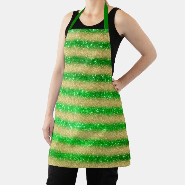Luxury Gift Popular Green Gold Glitter Apron (Insitu)