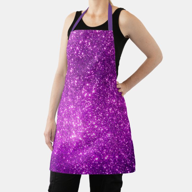 Luxury Gift Popular Purple Gold Glitter Apron (Insitu)