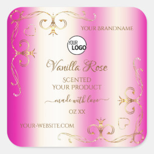 Luxury Girly Pink Gold Ornate Product Labels Logo