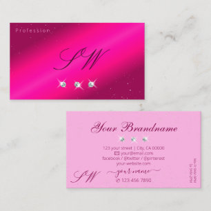 Luxury Girly Pink Sparkle Stars Diamonds Initials Business Card