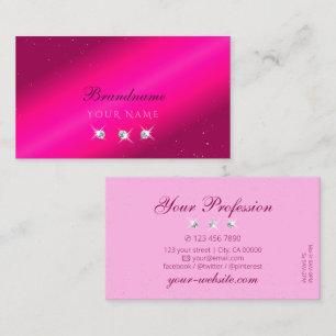 Luxury Girly Pink Sparkle Stars Diamonds Stylish Business Card