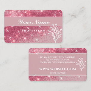 Luxury Girly Vintage Pink Glitter Sparkling Stars Business Card