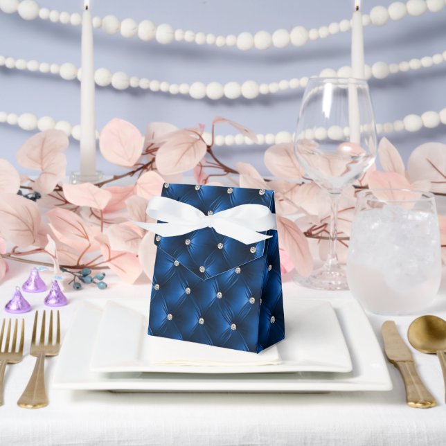Luxury Glam Blue Faux Velvet Favour Box (Wedding)