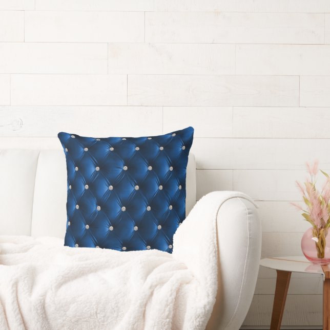 Luxury Glam Blue Soft Grey Faux Velvet  Cushion (Couch)