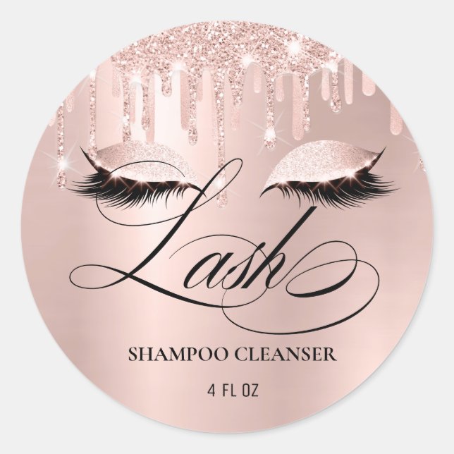 Luxury Glam Blush Rose Gold Lash Bath Cleanser Cla Classic Round Sticker (Front)