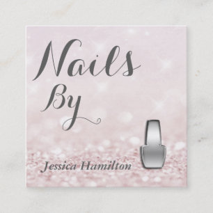 Luxury glam elegant glittery nails appointment card