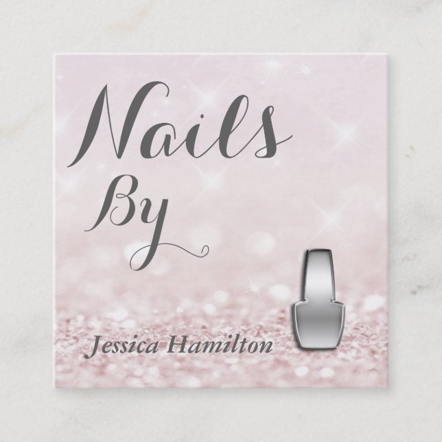 Luxury glam elegant glittery nails appointment card (Front)