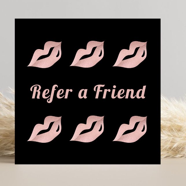 Luxury Glam Gold Rose Lips & Black Referral Card  (Creator Uploaded)