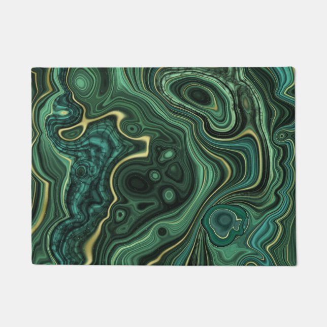 Luxury Glam Green Colourful Abstract Pattern Doormat (Front)