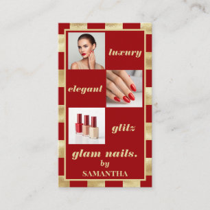 Luxury Glam Nail Salon Business Photo Collage Card