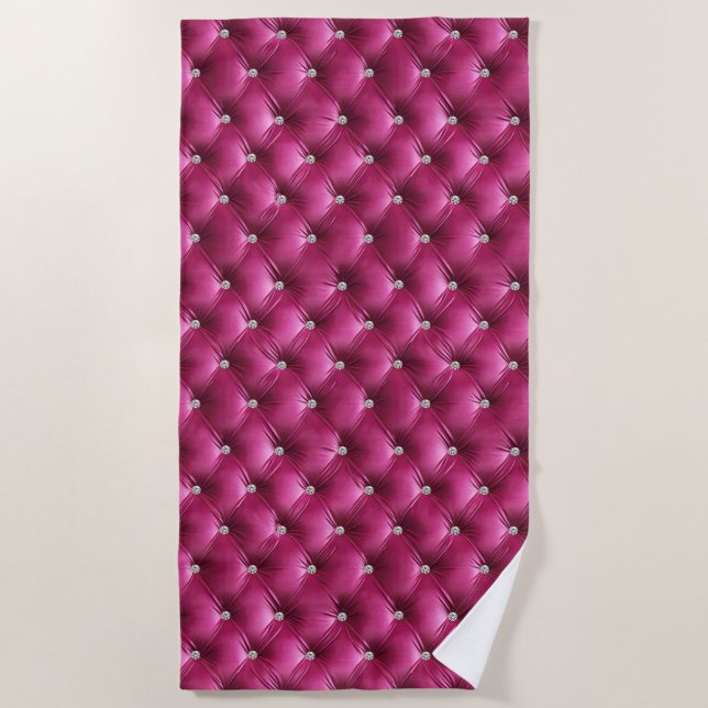 Luxury Glam Pink Faux Velvet Beach Towel (Front)